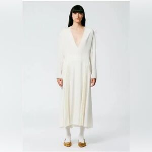 Tibi Silk Cream Long Sleeve Dress